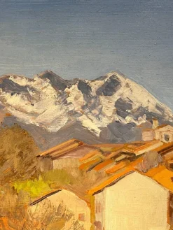 Pamono Jean Ferdinand Chomel, Salla Biellese, General View, 1947, Oil on Wood><noscript><img width=
