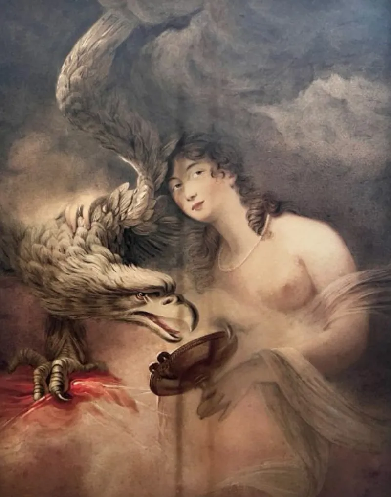 Pamono Jean Francois Marie Huet Villiers, Goddess Hebe, 1810, Original Pastel Drawing> Old Masters
