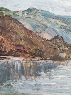 Hot Pamono Jean Heitmann, Paysage de lac et montagnes, 1939, Oil on Wood