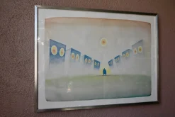 Pamono Jean Michel Folon, Dreamlike Spirit, 1980s, Large Lithograph, Framed><noscript><img width=