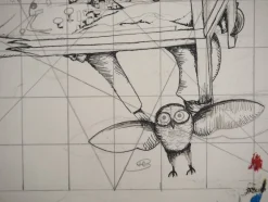 Sale Pamono Jean-Claude Silbermann, Sly Signs, The Rouge and the Owl, Original Signed Drawing
