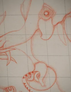 Pamono Jean-Claude Silbermann, Sneaky Signs, Carnivorous Creature, Original Drawing><noscript><img width=