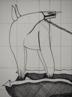 Pamono Jean-Claude Silbermann, Sneaky Signs, The Watchdog, Original Signed Drawing><noscript><img width=