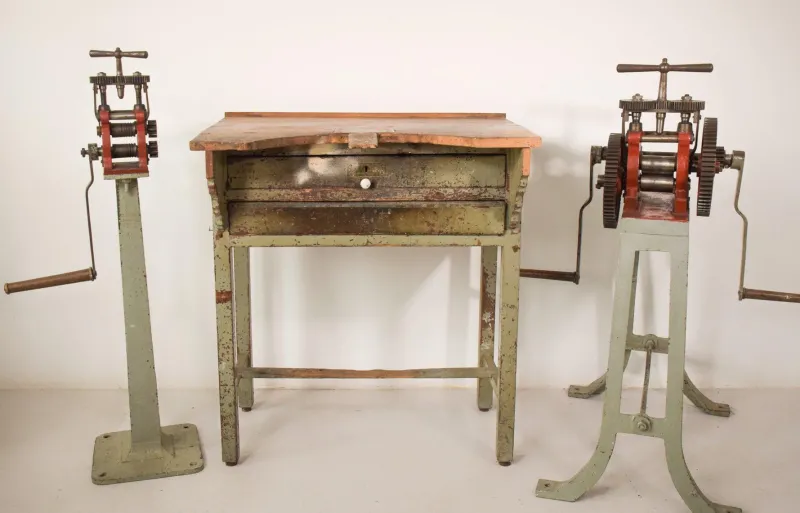 Sale Pamono Jewellers Workbench with Two Presses, Set of 3