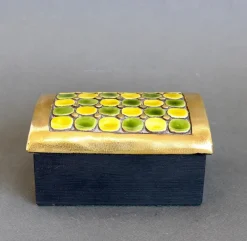 Pamono Jewellery Box with Decorative Ceramic Lid by Mithé Espelt, 1960s