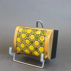 Pamono Jewellery Box with Decorative Ceramic Lid by Mithé Espelt, 1960s