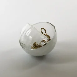 Pamono Jewelry Box in Light Grey, Moire Collection, Hand-Blown Glass by Atelier George><noscript><img width=