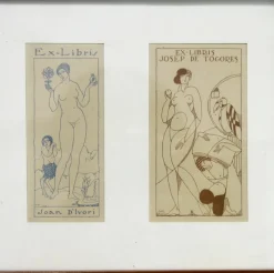 Pamono Joan D'Ivori, Ex Libris Figurative Lithographs, Framed> Art Deco