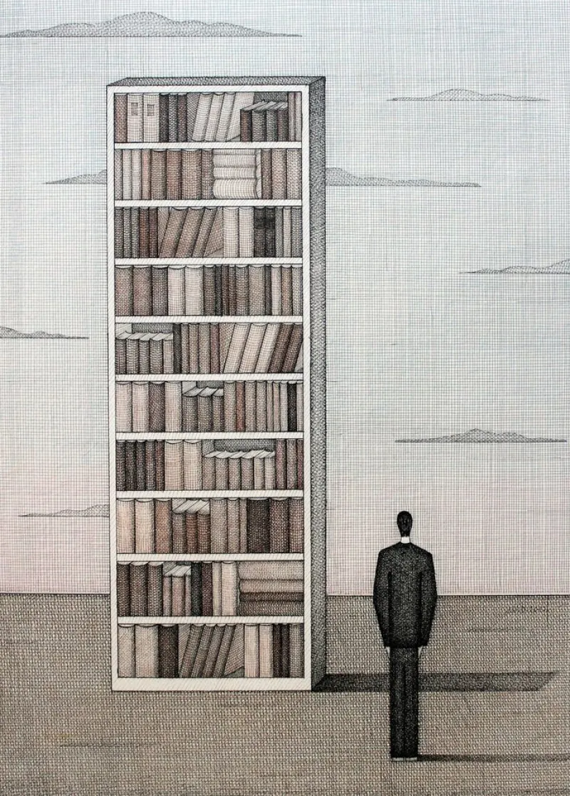 Outlet Pamono Joanna Wiszniewska Domańska, Library in the Clouds, Drawing on Paper, 2017