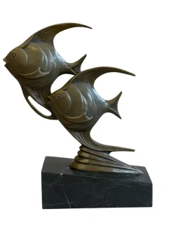 Outlet Pamono Johann Coenraad Altdorf, Art Deco Sunfish, 1920s, Bronze with Marble Base