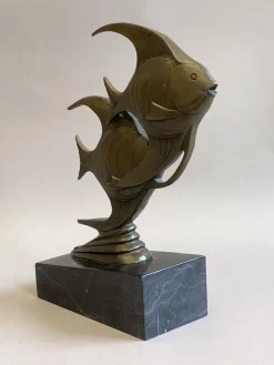 Outlet Pamono Johann Coenraad Altdorf, Art Deco Sunfish, 1920s, Bronze with Marble Base