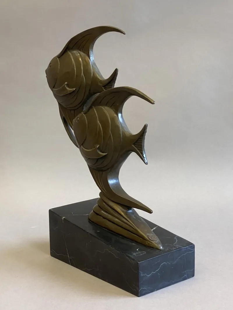 Outlet Pamono Johann Coenraad Altdorf, Art Deco Sunfish, 1920s, Bronze with Marble Base