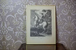 Pamono Johann Elias Ridinger, Figure on Horseback, 19th Century, Copperplate Engraving> Classical