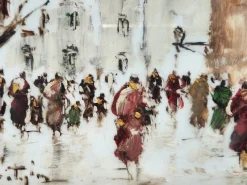 Pamono John Nighland, Italian Street Scene, 1950s, Oil on Ceramic, Framed><noscript><img width=