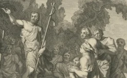 Pamono John the Baptist & Baptism of Christ Engraving, 1700, Paper><noscript><img width=
