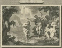 Pamono John the Baptist & Baptism of Christ Engraving, 1700, Paper><noscript><img width=