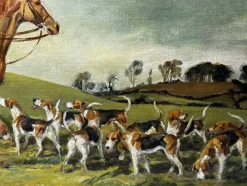 Pamono John Theodore Kenney, Red Coat Huntsman wwith Hound Dogs, 1957, Oil Painting, Framed><noscript><img width=