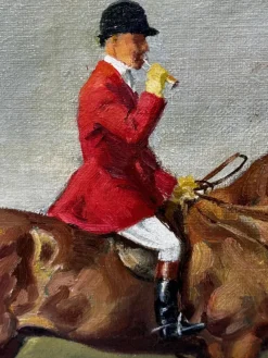 Pamono John Theodore Kenney, Red Coat Huntsman wwith Hound Dogs, 1957, Oil Painting, Framed><noscript><img width=