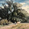 Pamono Jose Fabri-Conti, Farmer and Horses, Oil on Canvas, 1953> Impressionist