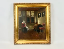 Online Pamono Josef Baüm after Pieter Janssens Elinga, Reading Woman, Oil on Canvas, 1944, Framed