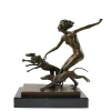 Best Pamono Josef Lorenzl, Art Deco Female Nude with Dogs, 1920s, Bronze on Marble Base