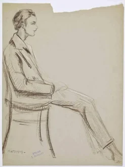 Pamono Joseph Bernard, Portrait, Pastel Drawing, 1919> Work On Paper