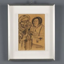 Pamono Joseph Migneco, Figures, Watercolor, Framed> Work On Paper