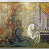 Pamono Joseph Roelants, Tile with Allegorical Representation of Architecture and Sculptural Art, 1948, Ceramic> Mid-Century