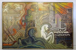 Pamono Joseph Roelants, Tile with Allegorical Representation of Architecture and Sculptural Art, 1948, Ceramic> Mid-Century