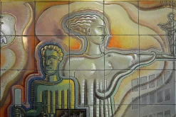 Pamono Joseph Roelants, Tile with Allegorical Representation of Architecture and Sculptural Art, 1948, Ceramic><noscript><img width=