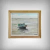 Pamono J-P. Guinegault, Boat at Low Tide, 20th Century, Oil on Canvas, Framed> Painting