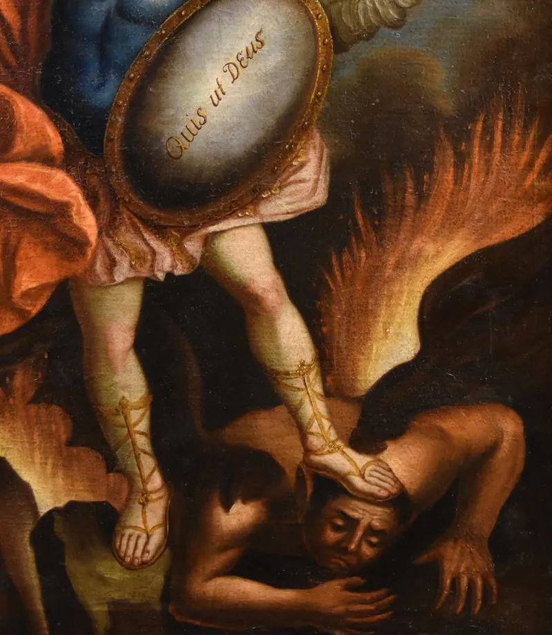New Pamono Juan Pedro López, Saint Michael the Archangel, 1760, Oil on Canvas, Framed