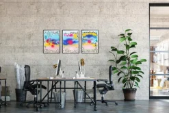 Pamono Juanjo Sáez, Bubbles Between Clouds Triptych, 2025, Mixed Media on Paper><noscript><img width=