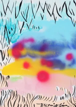 Pamono Juanjo Sáez, Bubbles Between Clouds Triptych, 2025, Mixed Media on Paper><noscript><img width=