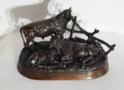 Sale Pamono Jules Moigniez, Cows, Early 20th Century, Bronze