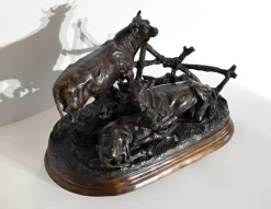 Sale Pamono Jules Moigniez, Cows, Early 20th Century, Bronze