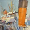 Clearance Pamono Jules Van De Leene, Marine Liner at Dock, 1920s, Gouache