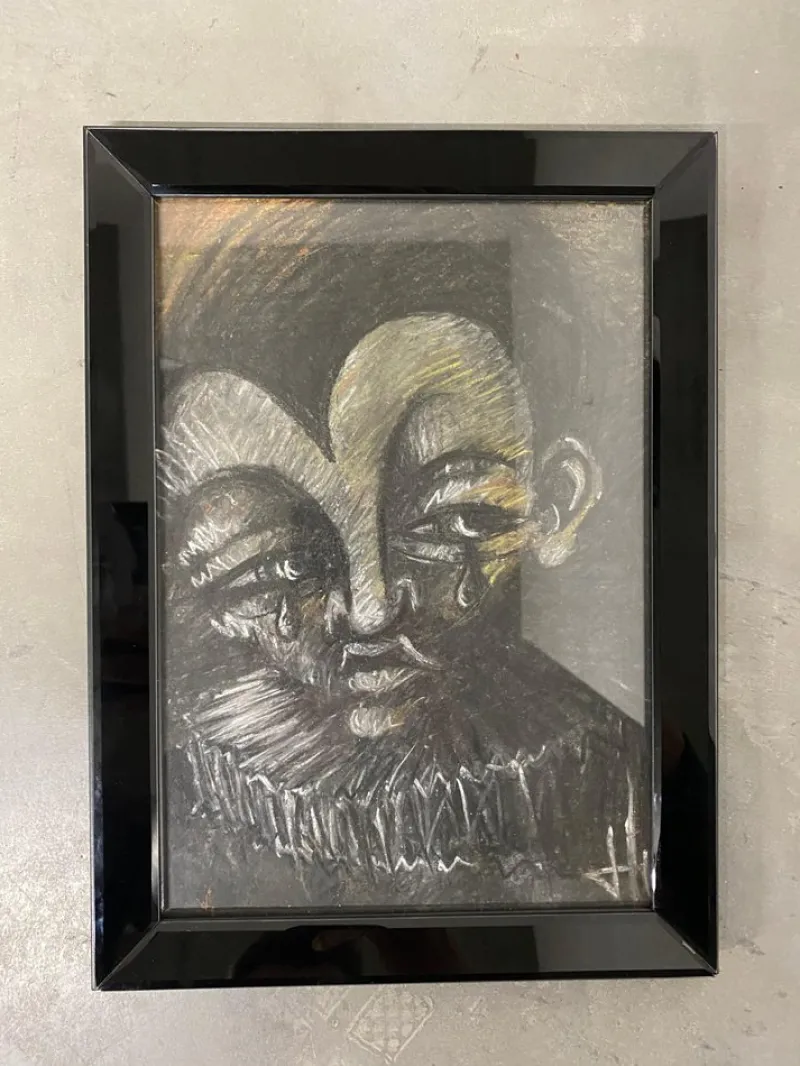 New Pamono Juraj Huliak, Crying Clown with a Collar, 2023, Pastel on Paper