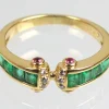 Clearance Pamono 18K Gold, Sapphire, Emerald & Diamond Ring, 1990s