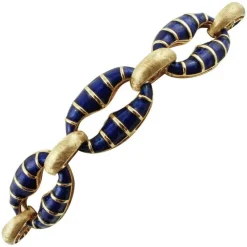 Pamono 18k Yellow Gold and Enamel Chain Bracelet> Bracelets