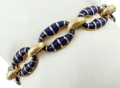 Pamono 18k Yellow Gold and Enamel Chain Bracelet> Bracelets