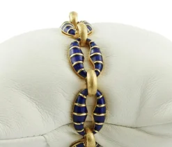 Pamono 18k Yellow Gold and Enamel Chain Bracelet><noscript><img width=