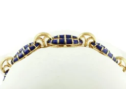 Pamono 18k Yellow Gold and Enamel Chain Bracelet><noscript><img width=