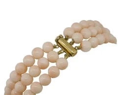Hot Pamono 18k Yellow Gold Closure Link Bracelet with Pink Coral Spheres