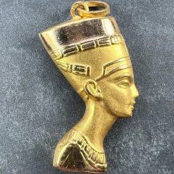 Best Pamono 18k Yellow Gold Egyptian Nefertiti Bust Charm Pendant, 1950s