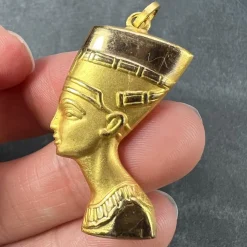 Best Pamono 18k Yellow Gold Egyptian Nefertiti Bust Charm Pendant, 1950s