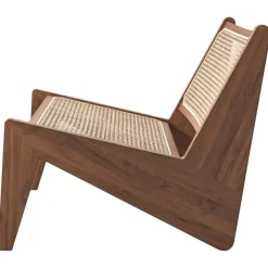 Clearance Pamono Kangaroo Low Armchair in Wood and Woven Viennese Cane by Pierre Jeanneret for Cassina