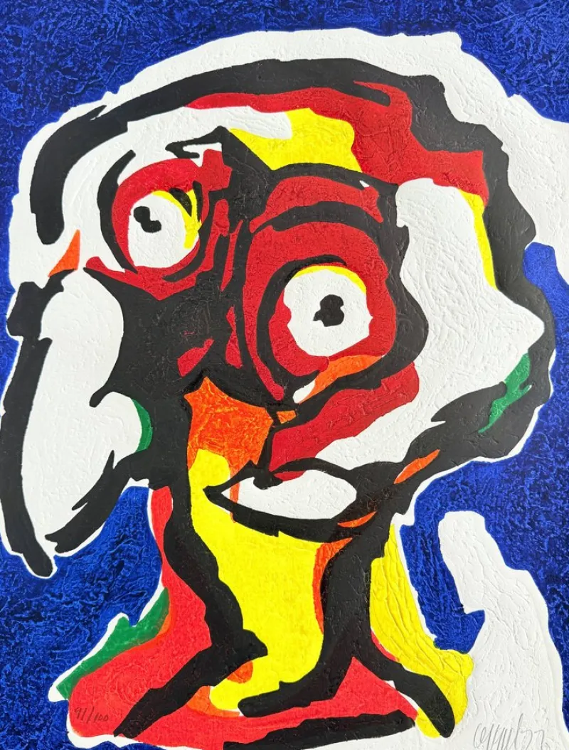 Pamono Karel Appel, Le Philosophe, 1977, Woodcut Print