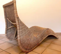 Pamono Karlskrona Wicker Chaise Lounge by Carl Öjerstam for Ikea, 1990s><noscript><img width=