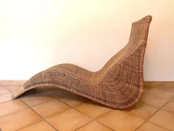Pamono Karlskrona Wicker Chaise Lounge by Carl Öjerstam for Ikea, 1990s><noscript><img width=